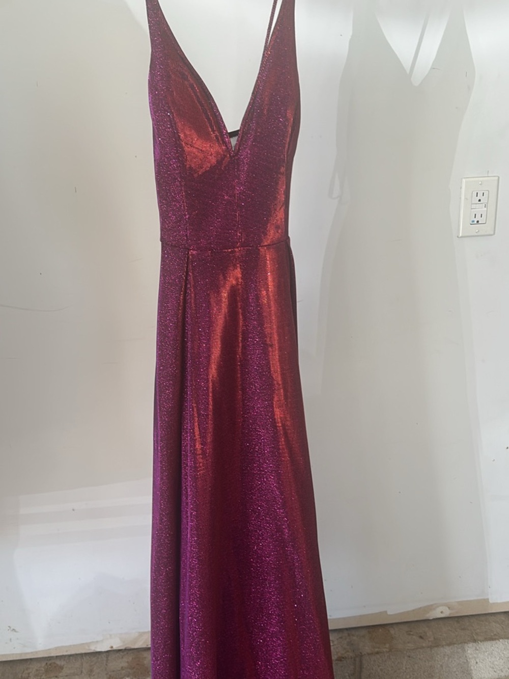 City Studio Shimmering Fuchsia V-Neck Prom Gown